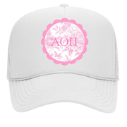 Alpha Delta Pi Sorority Greek Letter Hats with Scalloped Peony Design
