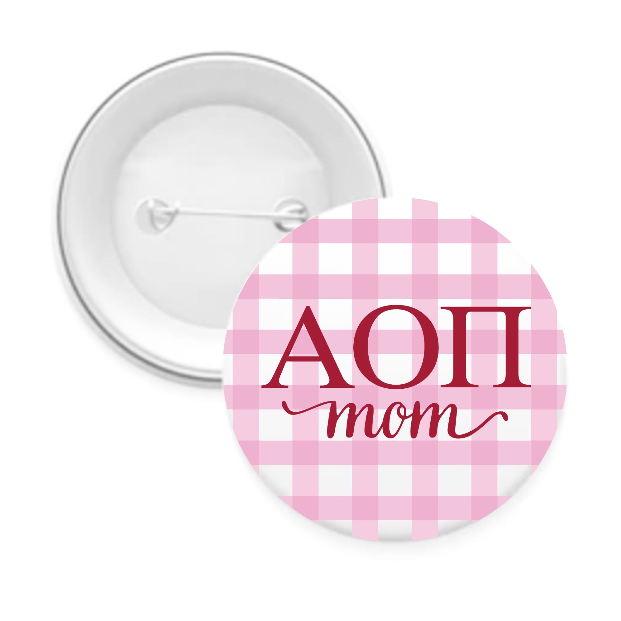 Alpha Phi & Sorority Mom Greek Letter Gingham Buttons