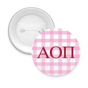 Sorority & Sorority Mom Greek Letter Gingham Buttons