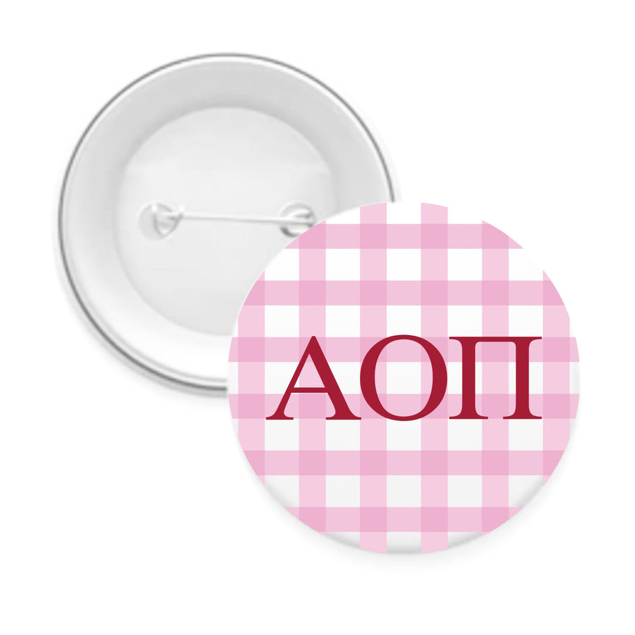 Sorority & Sorority Mom Greek Letter Gingham Buttons