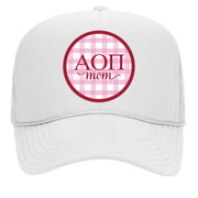 Sorority & Sorority Mom Greek Letter Hats with Gingham Design in Sorority Colors