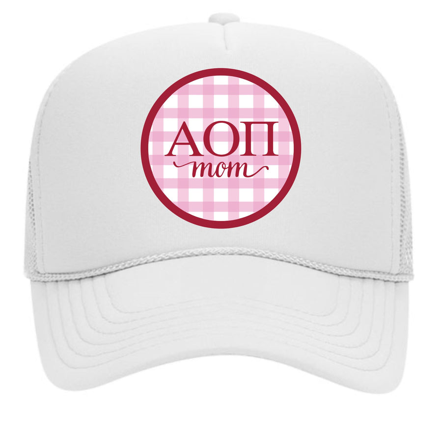 Sorority & Sorority Mom Greek Letter Hats with Gingham Design in Sorority Colors