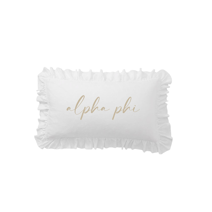 Sorority Script Nickname Scalloped Ruffle Pillow Cover