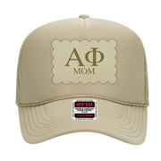 Sorority Trucker Hats with Scalloped Faux Suede Patch
