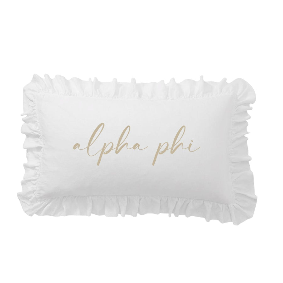 Alpha Phi Script Nickname Scalloped Pillow Cover