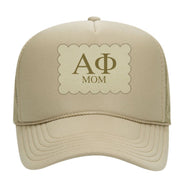 Alpha Phi Mom Hats with Scalloped Faux Suede Patch