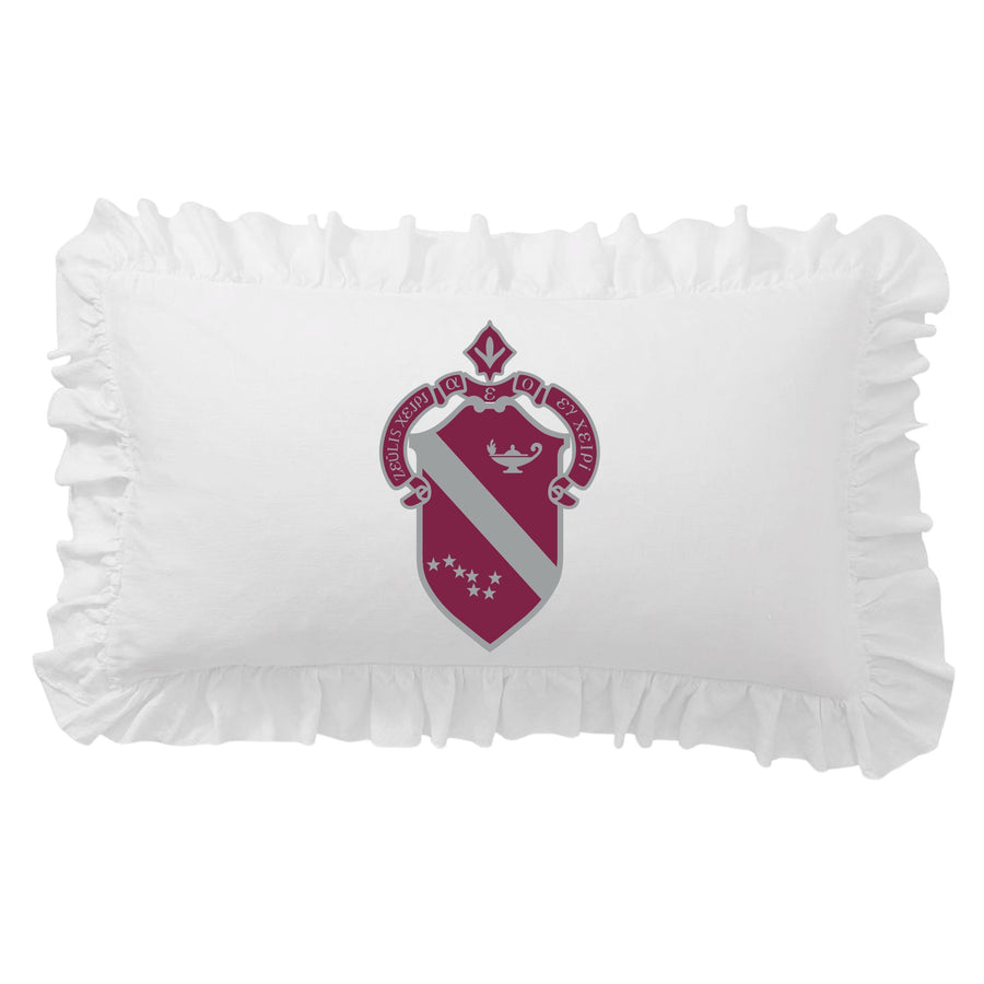 Alpha Phi Crest Scalloped Pillow Cover