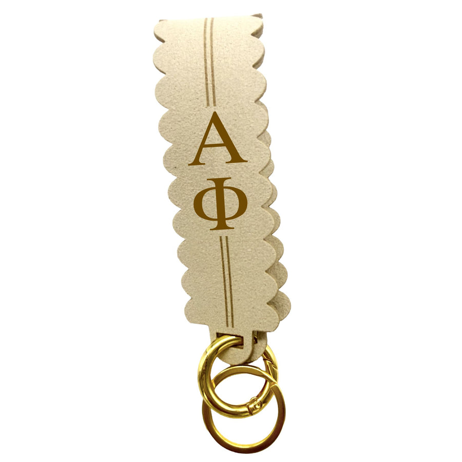 Alpha Phi Greek Letter Faux Suede Wristlet Keychain