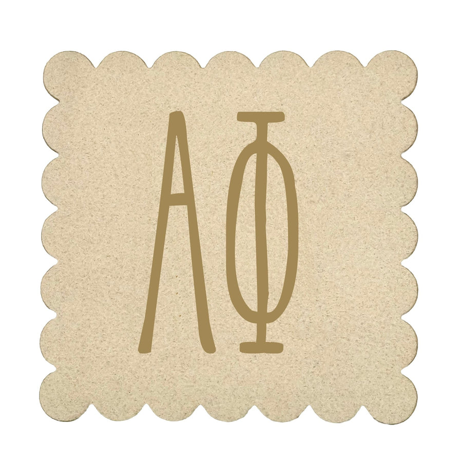 Alpha Phi Sorority Scalloped Faux Suede Coasters