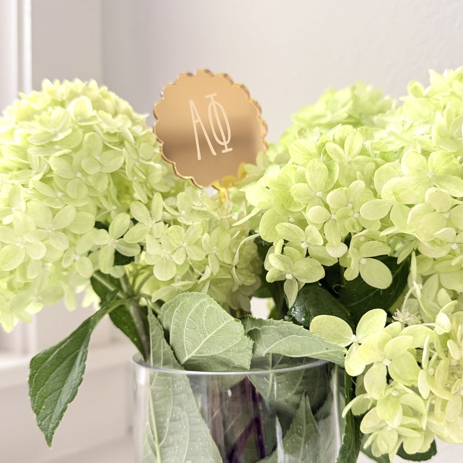 Alpha Phi Scallop Acrylic Cake/Cupcake & Floral Picks