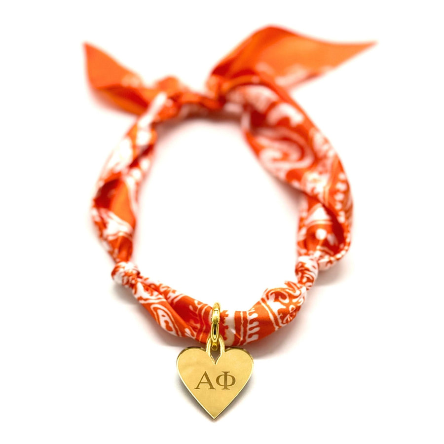 Alpha Phi- Scarf Necklace with Engraved Heart Charm