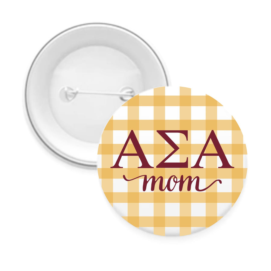 Sorority & Sorority Mom Greek Letter Gingham Buttons