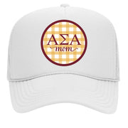Sorority & Sorority Mom Greek Letter Hats with Gingham Design in Sorority Colors
