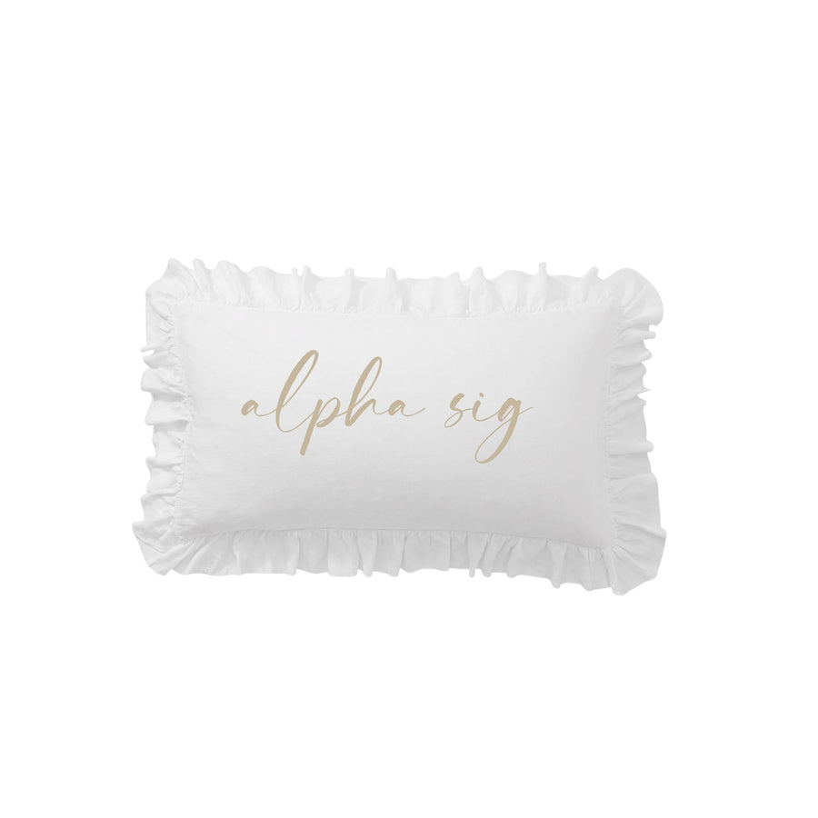 Sorority Script Nickname Scalloped Ruffle Pillow Cover