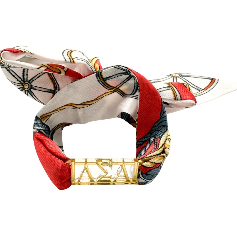 Alpha Sigma Alpha - Tie Scarf with Sorority Greek Slide