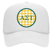Sorority & Sorority Mom Greek Letter Hats with Gingham Design in Sorority Colors