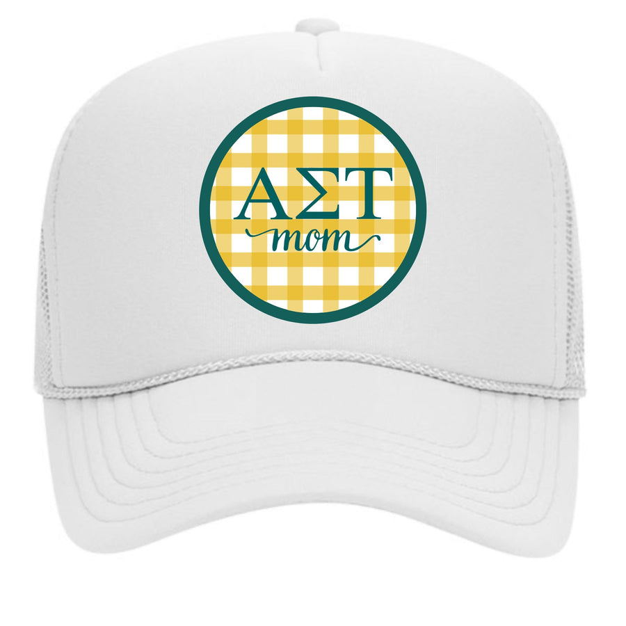Sorority & Sorority Mom Greek Letter Hats with Gingham Design in Sorority Colors