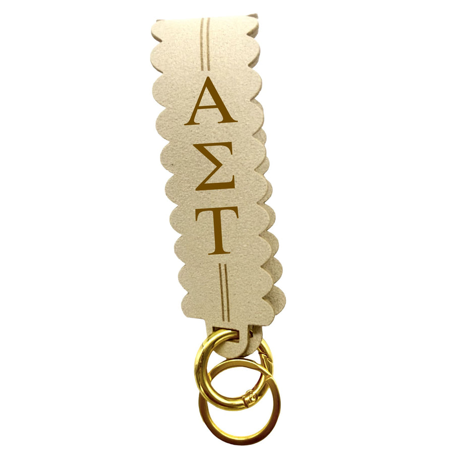 Sorority Greek Letter Faux Suede Wristlet Keychain