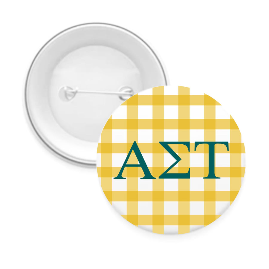 Sorority & Sorority Mom Greek Letter Gingham Buttons