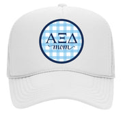 Sorority & Sorority Mom Greek Letter Hats with Gingham Design in Sorority Colors