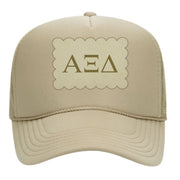 Sorority Trucker Hats with Scalloped Faux Suede Patch
