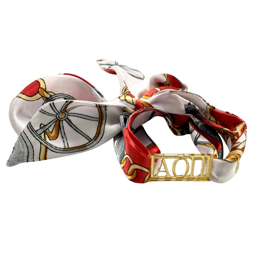 Alpha Omicron Pi- Tie Scarf with Sorority Greek Slide