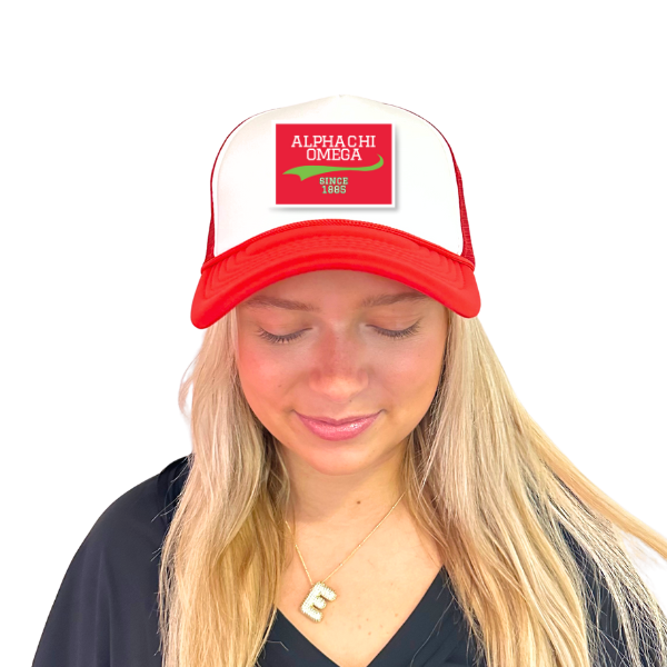 Alpha Chi - Sorority Trucker Hat w/ Patch - Collegiate Design