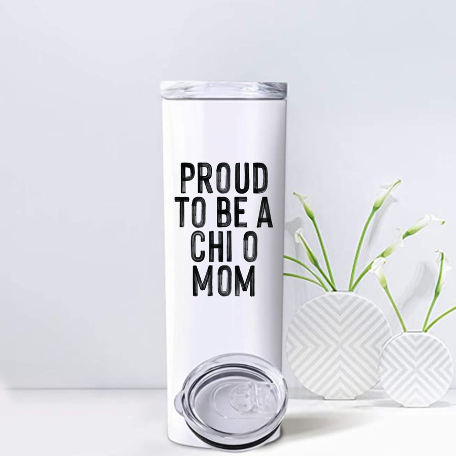 Chi O - Sorority Mom Tumbler - Proud to Be Black & White