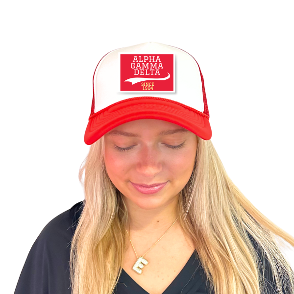 Alpha Gam - Sorority Trucker Hat w/ Patch - Collegiate Design