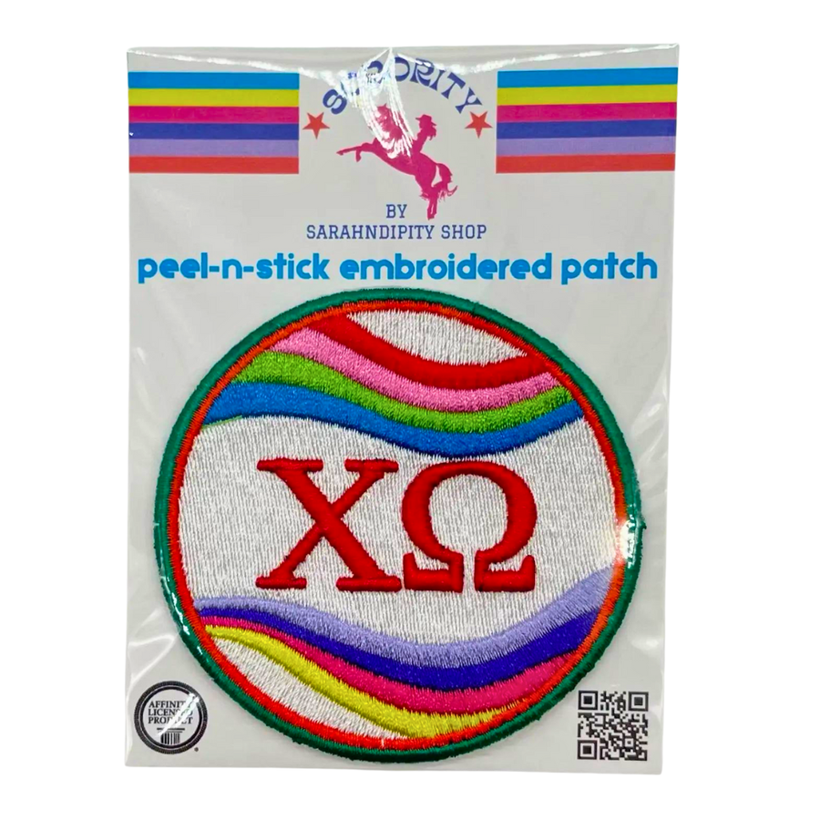 Chi O - Sorority Peel & Stick Embroidered Patch - ÊRetro Wave Design