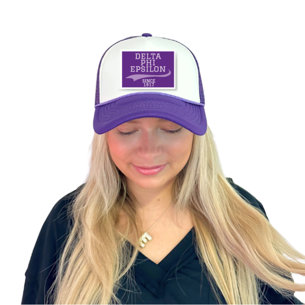 Tri Sigma - Sorority Trucker Hat w/ Patch - Collegiate Design