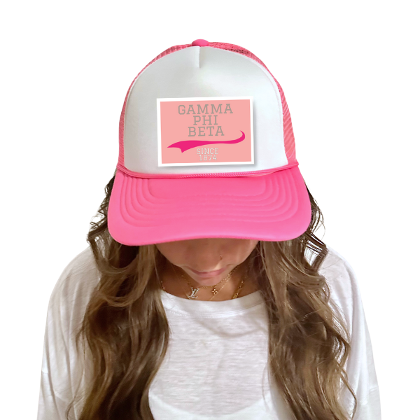 Gamma Phi - Sorority Trucker Hat w/ Patch - Collegiate Design