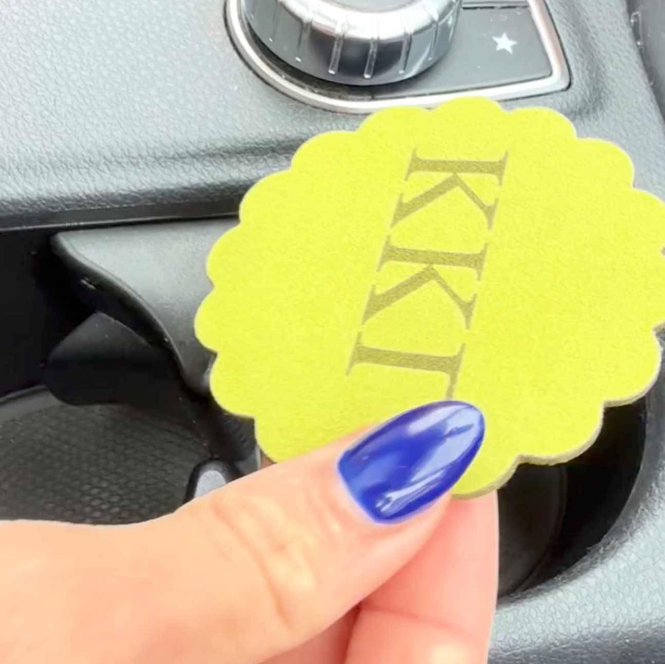 Alpha Chi Omega Sorority Scalloped Faux Suede Car Coasters
