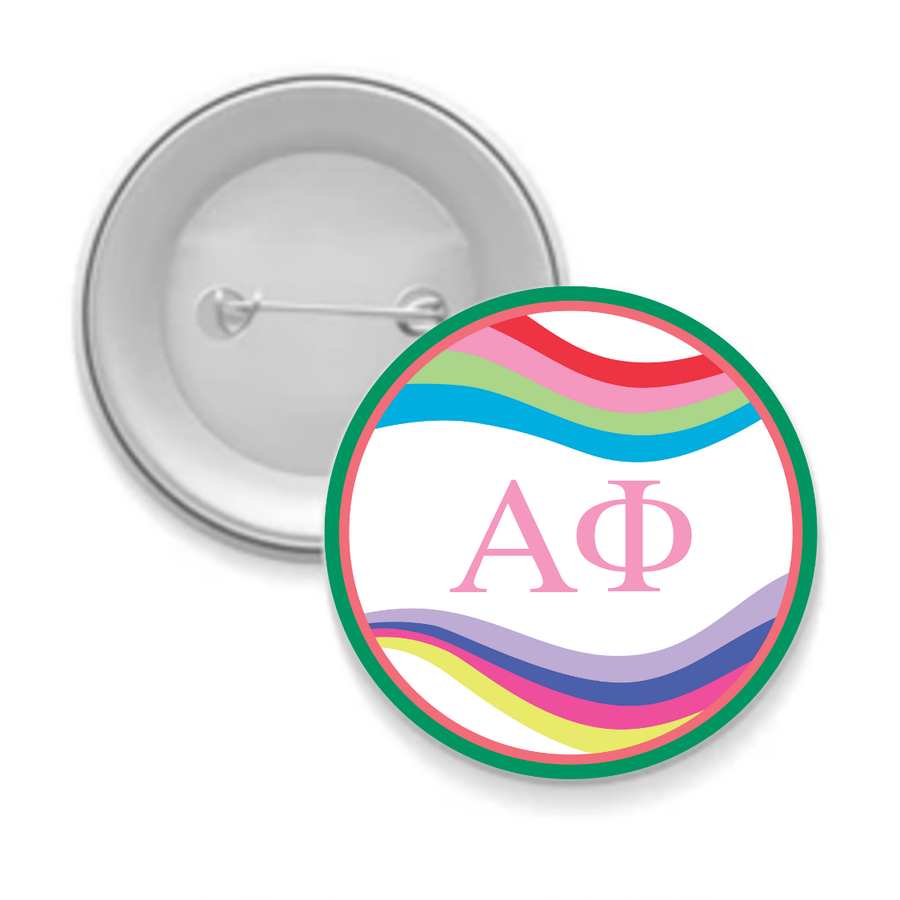 Alpha Phi - Sorority Button - Retro Wave Design