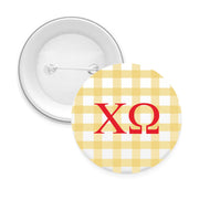 Chi Omega & Sorority Mom Greek Letter Gingham Buttons