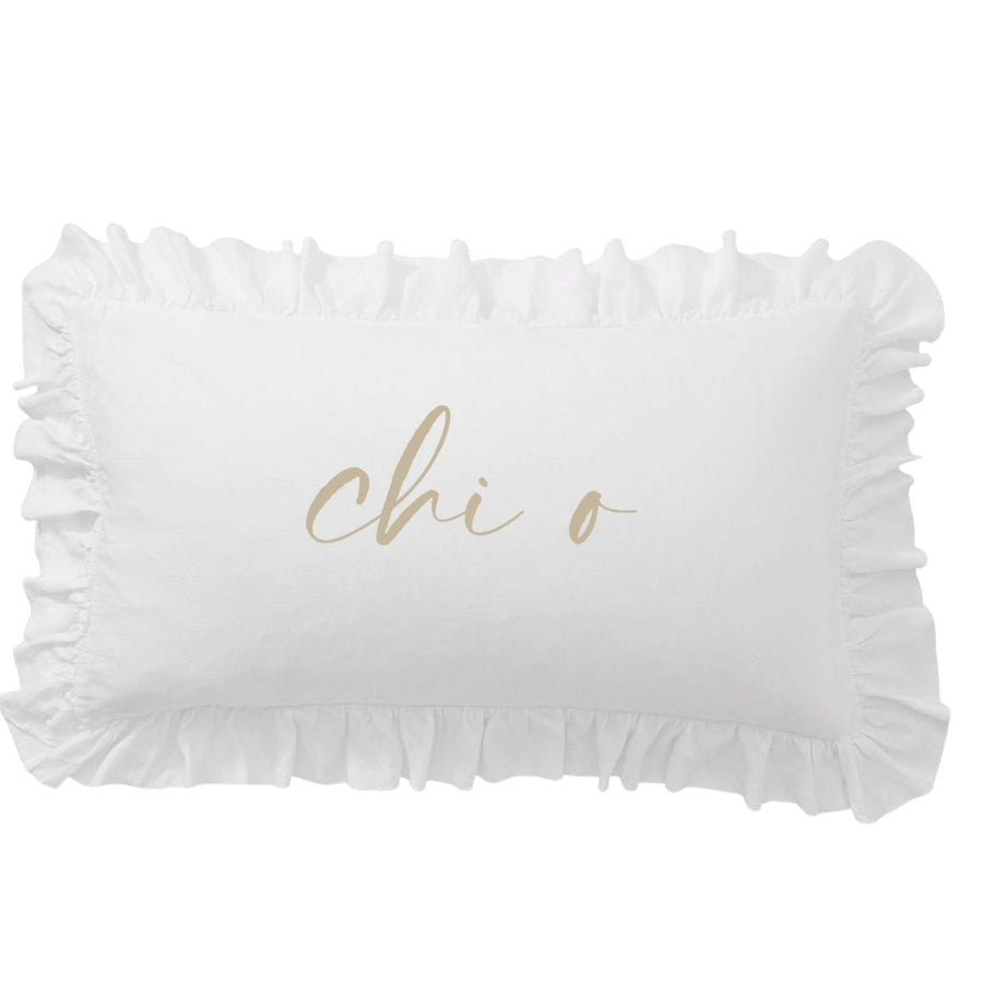 Chi Omega Script Nickname Scalloped Pillow Cover