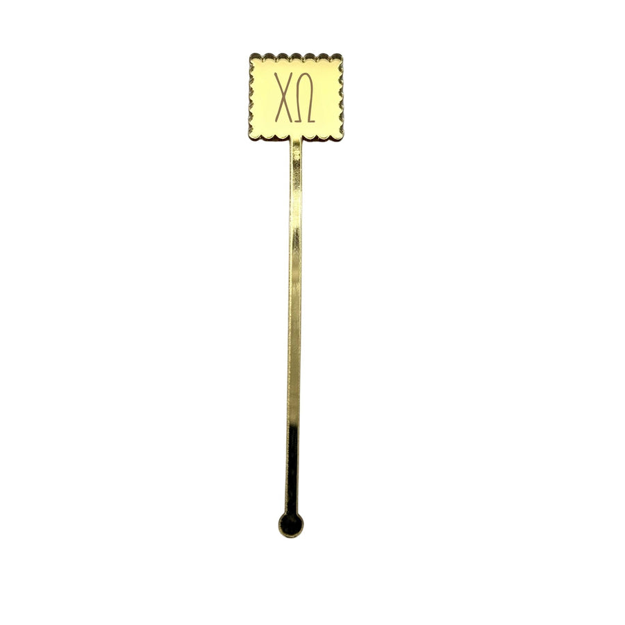 Chi Omega Scallop Mirror Acrylic Stir Sticks