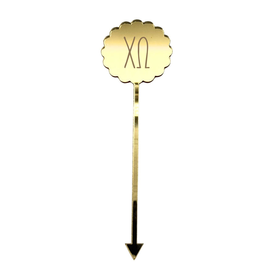 Chi Omega Scallop Acrylic Cake/Cupcake & Floral Picks