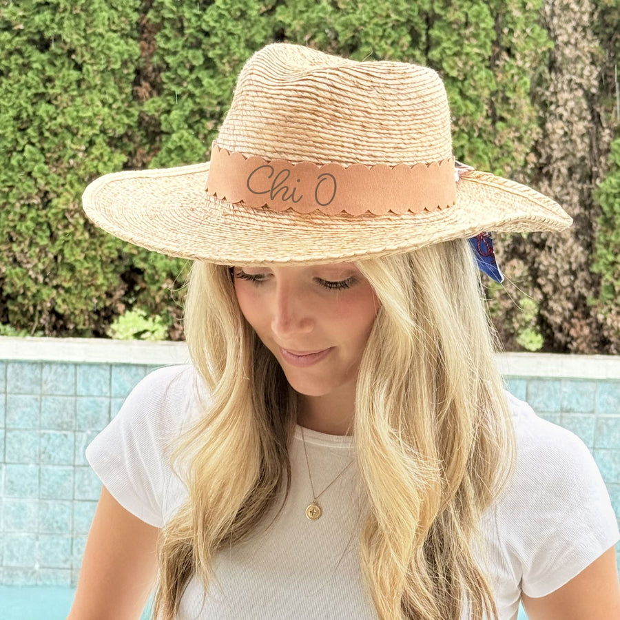 Chi Omega Scalloped Faux Suede and Satin Scarf Bands