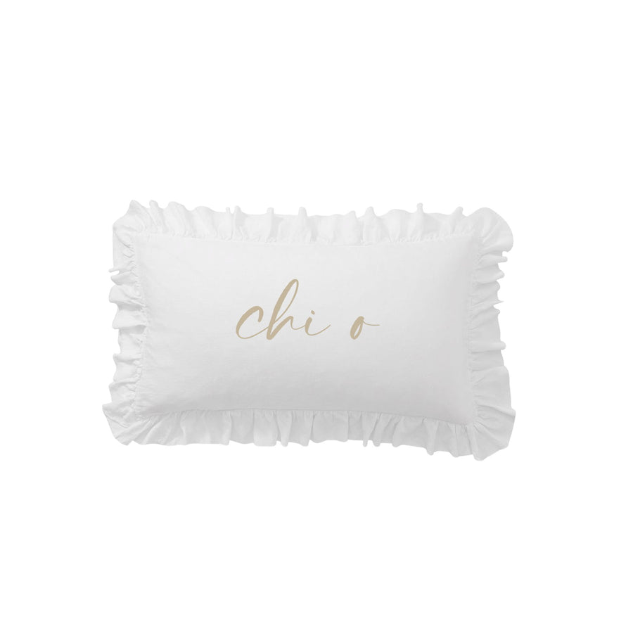 Sorority Script Nickname Scalloped Ruffle Pillow Cover
