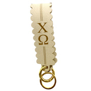 Chi Omega Greek Letter Faux Suede Wristlet Keychain