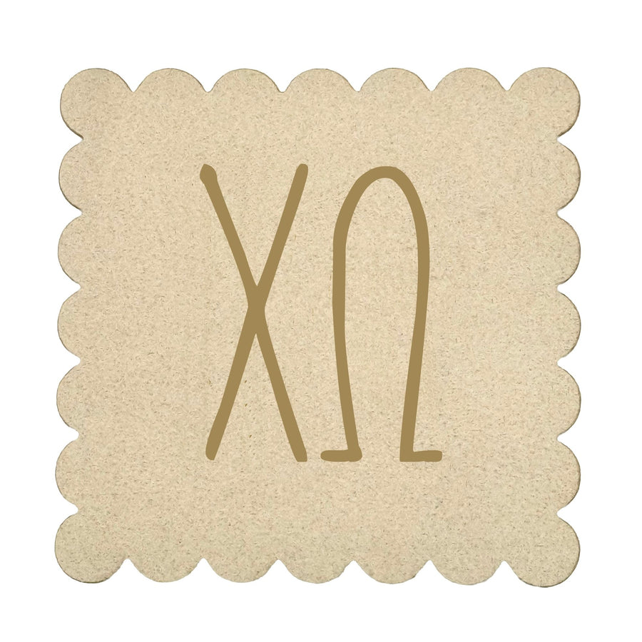 Chi Omega Sorority Scalloped Faux Suede Coasters