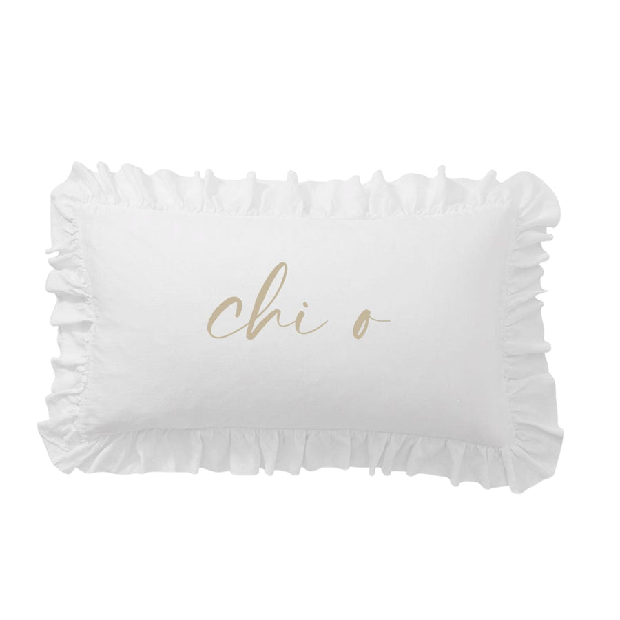 Sorority Script Nickname Scalloped Ruffle Pillow Cover
