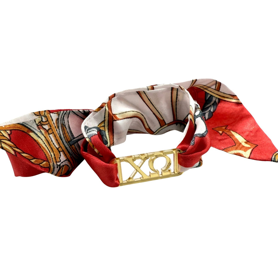 Chi Omega - Tie Scarf with Sorority Greek Slide