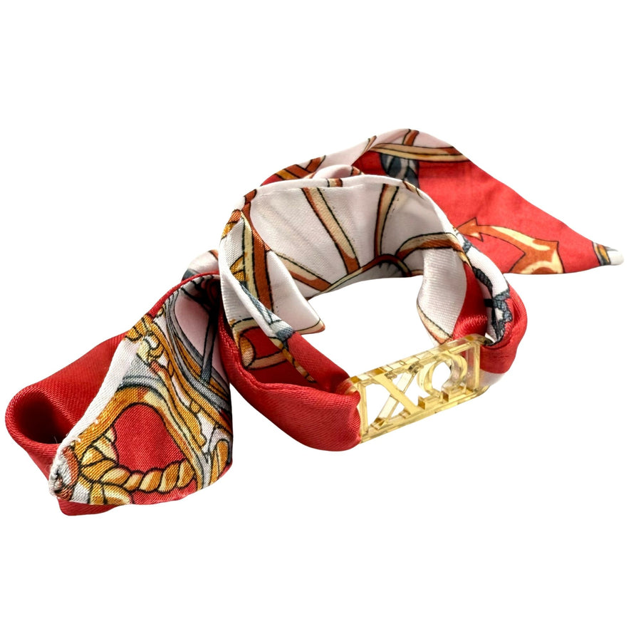 Chi Omega - Tie Scarf with Sorority Greek Slide