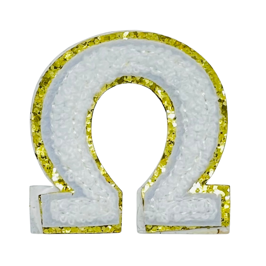 Omega - Chenille/Sequin Greek Letter Sticker Patch
