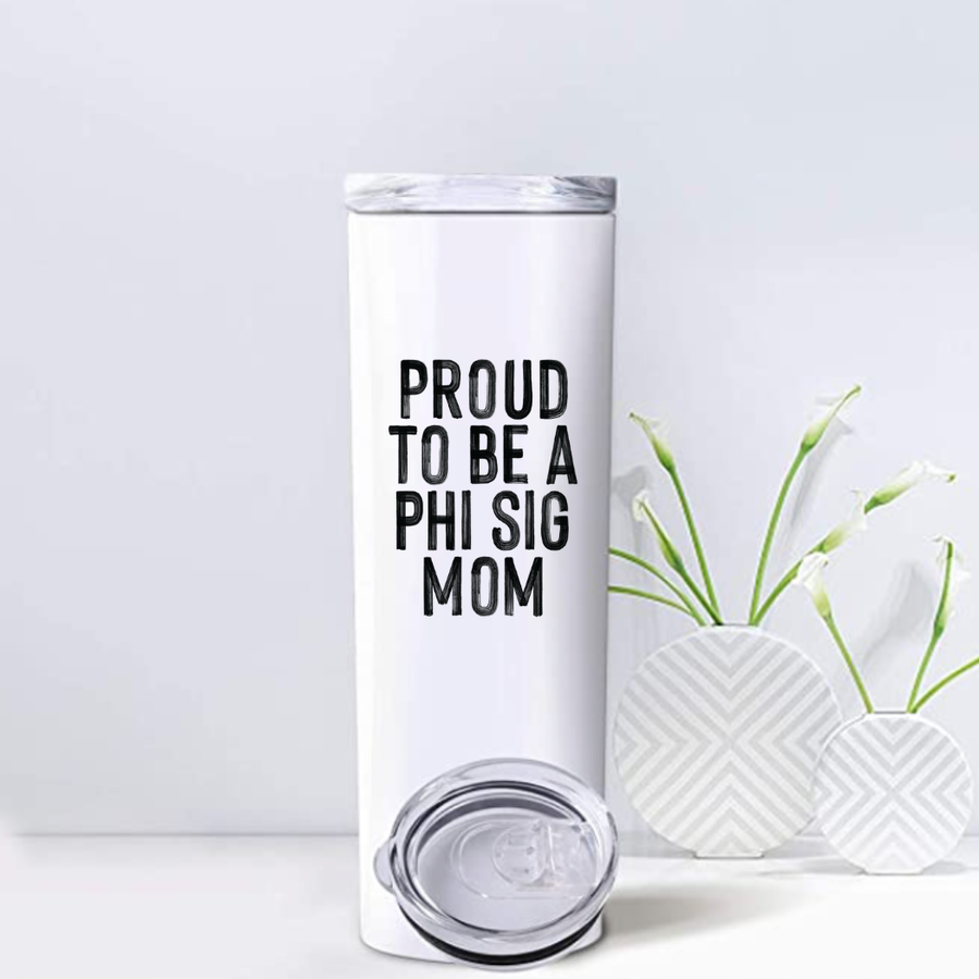Phi Sig - Sorority Mom Tumbler - Proud to Be Black & White