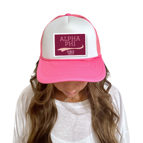 Alpha Phi - Sorority Trucker Hat w/ Patch - Collegiate Design