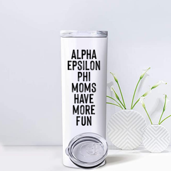 AEPhi - Sorority Mom Tumbler - More Fun Black & White