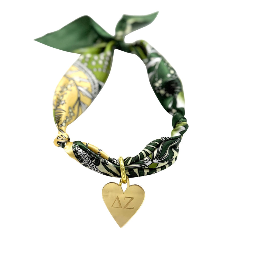 Delta Zeta - Scarf Necklace with Engraved Heart Charm